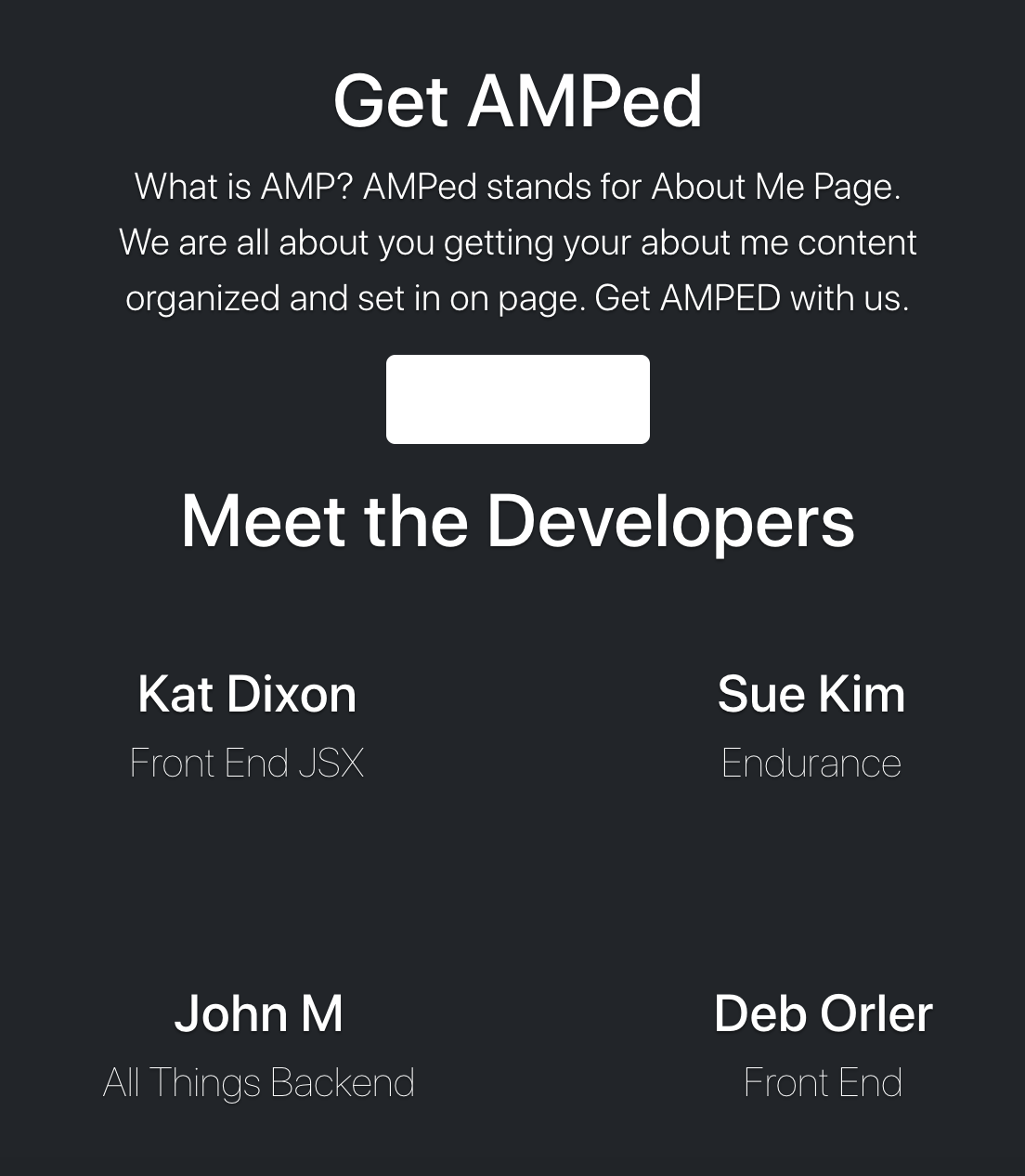 The Get Amped landing page
