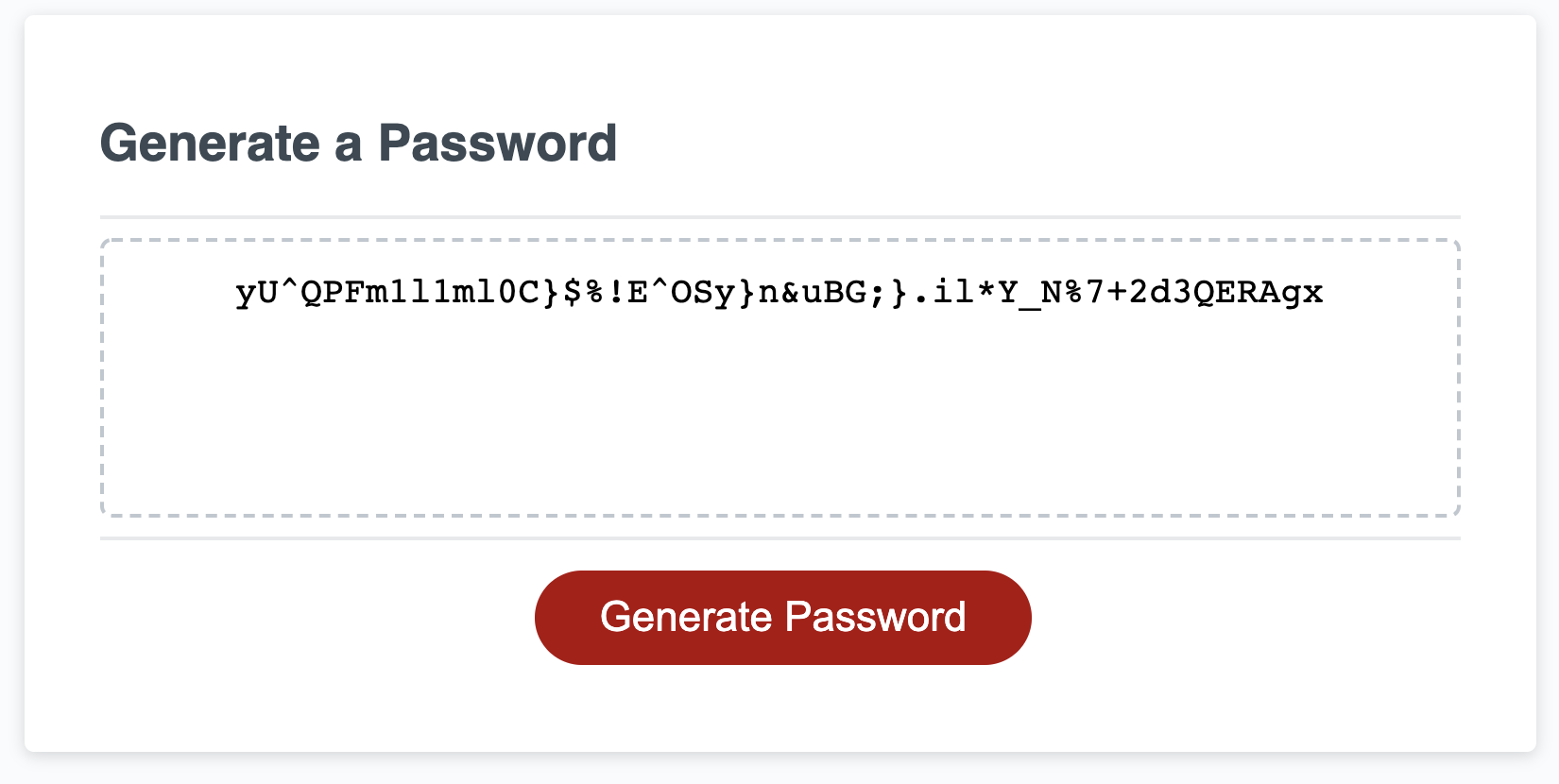 A generated password